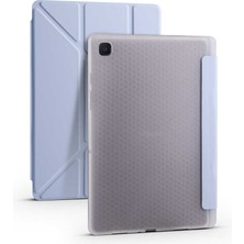 ZORE Samsung Galaxy Tab A7 10.4 T500 2020 Kılıf Standlı Kalem Bölmeli Tri Folding Mavi