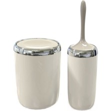 Primanova Lima Çöp Kovası ve Klozet Fırçası Krom Dekorlu