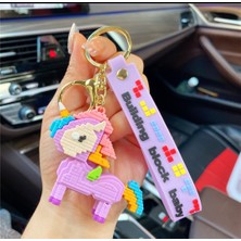 Derin Düşler 8 Bit Tasarımlı 3 Boyutlu Lila Unicorn  Anahtarlık ve Çanta Aksesuarı