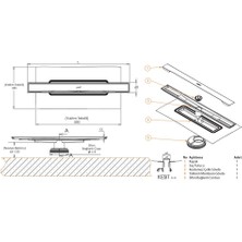 Hüppe Galata A Duş Kanalı 60 cm Mat Satine HP47H0021000000014