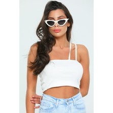 Lelies Siyah Ip Askılı Kadın Crop