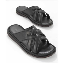 Bambi Siyah Leather Erkek Terlik E048040123