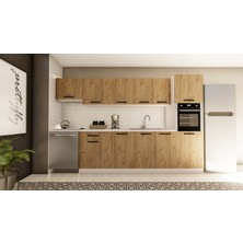 Visas Concept 320 cm Aylin Hazır Mutfak Dolabı Aspiratör ve Ankastre Kiler Modüllü Atlantik Çam