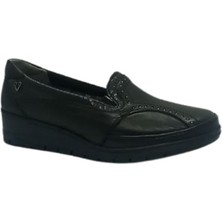 Forelli 25109-Z Kadın Siyah Hakiki Deri Ortopedik Casual Ayakkabı