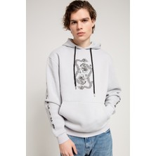 Jahr Marc Dragon Baskılı Gri Oversize Erkek Sweatshirt