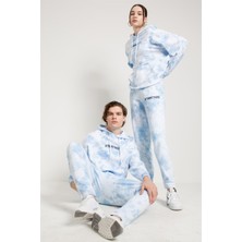 Jahr Marc Batik Yıkamalı Mavi Oversize Erkek Sweatshirt