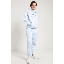 Jahr Marc Batik Yıkamalı Mavi Oversize Erkek Sweatshirt