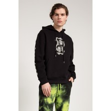 Jahr Marc Dragon Baskılı Siyah Oversize Erkek Sweatshirt