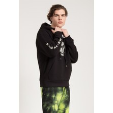 Jahr Marc Dragon Baskılı Siyah Oversize Erkek Sweatshirt