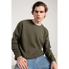 Jahr Marc Oversize Asit Yıkamalı Haki Erkek Sweatshirt