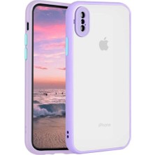 Tria Apple iphone Xs Max Uyumlu Kamera Lens Korumalı Arkası Mat Silikon Telefon Kılıfı Lila