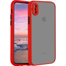 Tria Apple iphone Xs Max Uyumlu Kamera Lens Korumalı Arkası Mat Silikon Telefon Kılıfı Kırmızı