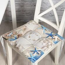 RealHomes Deniz Yıldızı Pofidik Kare Sandalye Minderi 40X40Cm Düğmeli