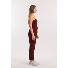 Sense Beli ve Paçası Lastikli Cepli Bağuclu Scuba Krep Pantolon PNT33884 Bordo