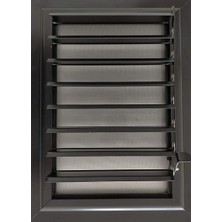 Panjur Fan 40X25  Aspiratörlü - Fanlı Alüminyum Hareketli Yüzeysel Mat Siyah Banyo Wc Menfezi