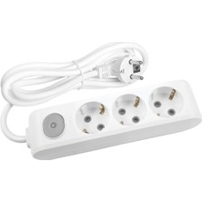 Viko ML-90117302 Multi-Let 3lü Anahtarlı Çocuk Korumalı Topraklı 2 Metre Kablolu Grup Priz