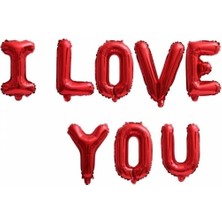 I Love You Temalı Kırmızı Harf Folyo Balon Set 40 cm 1 Adet Parti Sürprizi