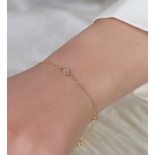 Barika Jewelry Kadın 14 Ayar Altın Taşlı Bileklik