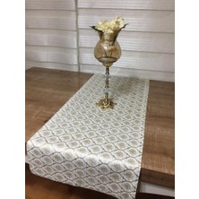 Finezza Melisa Damask Baskılı Duck Kumaş Krem/Gold Runner 40*140 cm - 501