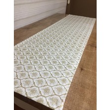 Finezza Melisa Damask Baskılı Duck Kumaş Krem/Gold Runner 40*140 cm - 501