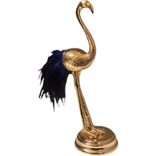 Arpe Dekor Metal Lacivert Tüylü Gold Flamingo