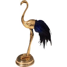 Arpe Dekor Metal Lacivert Tüylü Gold Flamingo