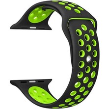 Gpack Apple Watch Uyumlu 7 41MM Kordon Delikli Çift Renk Silikon Yeşil