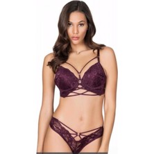 Le Jardin  5025 75 Biye Şeritli Slikonlu Sütyen Takim Bordo