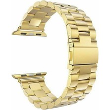 Gpack Apple Watch Uyumlu 7 41MM Kordon Metal Sıralı Kordon Krd 04 Gold