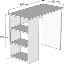 FERNISO Fonksiyonel Kitaplık Raflı Çalışma Masası
