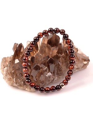 Taş Sandığı Kırmızı Kaplan Gözü Taşı Bileklik - 6 mm