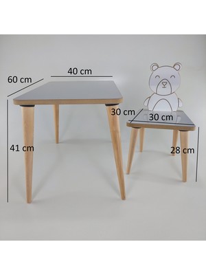 Gerek Bu Yaz Sil Yüzey - Ayıcık Temalı Montessori Çocuk Aktivite Masa Sandalye Takımı (1 Masa 1 Sandalye)