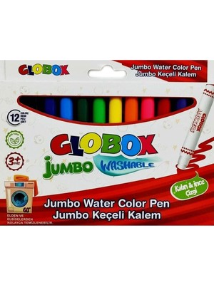 Globox Jumbo Keçeli Kalem Seti 12 Renk Renkli Kalemler Kolayca Temizlenebilir