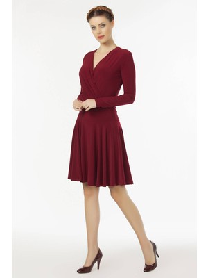 Laranor Bordo Kruvaze Yaka Elbise 19L6440