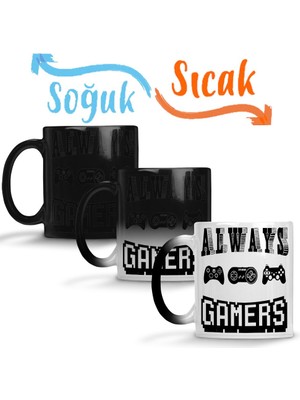 Baskı Dükkanı Always Gamers Sihirli Kupa Bardak Porselen