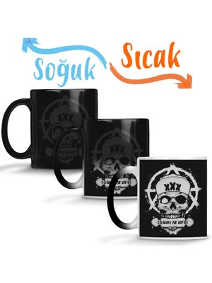 Baskı Dükkanı Skate Skull Sihirli Kupa Bardak Porselen