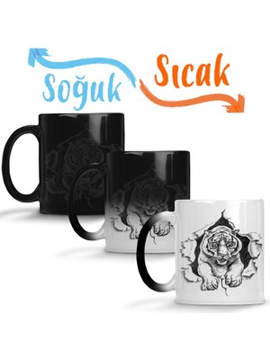 Baskı Dükkanı Espirito De Tigre Sihirli Kupa Bardak Porselen