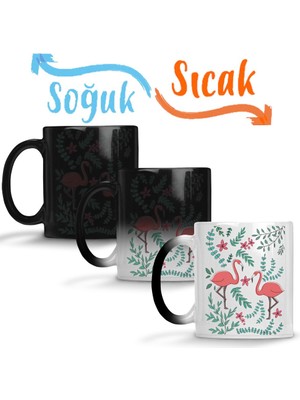 Baskı Dükkanı Flamingo Sihirli Kupa Bardak Porselen