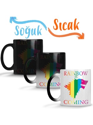 Baskı Dükkanı Rainbow Coming Got Sihirli Kupa Bardak Porselen
