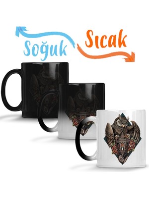 Baskı Dükkanı Coruja Colorida Baykuş Sihirli Kupa Bardak Porselen