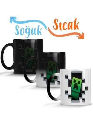 Baskı Dükkanı Creeper Minecraft Sihirli Kupa Bardak Porselen