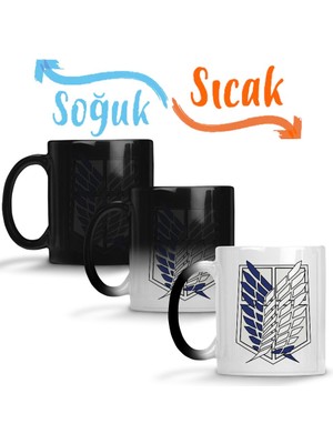 Baskı Dükkanı Attack On Titan Anime Mikasa Levi Eren Dev Shingeki No Kyojin Asas Da Liberdade Sihirli Kupa Bardak Porselen