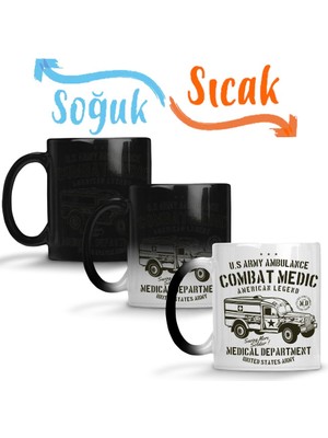 Baskı Dükkanı Us Army Ambulance Sihirli Kupa Bardak Porselen