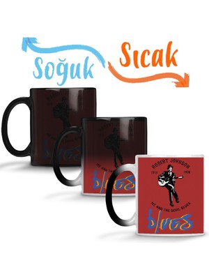 Baskı Dükkanı Robert Johnson Blues Sihirli Kupa Bardak Porselen