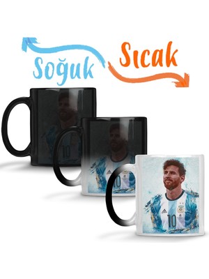 Baskı Dükkanı Messi Argentina Sihirli Kupa Bardak Porselen