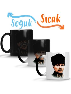 Baskı Dükkanı Mustafa Kemal Atatürk Sihirli Kupa Bardak Porselen