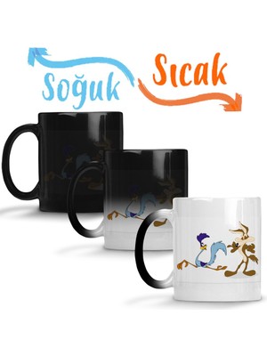 Baskı Dükkanı Road Runner ve Coyote 01 Sihirli Kupa Bardak Porselen