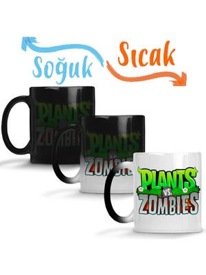 Baskı Dükkanı Plants ve Zombies Logo Sihirli Kupa Bardak Porselen
