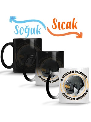 Baskı Dükkanı Pubg Chicken Dinner Sihirli Kupa Bardak Porselen