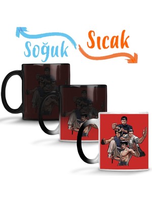 Baskı Dükkanı Kung Fu Quad Sihirli Kupa Bardak Porselen